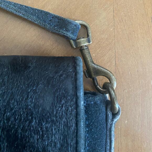 Liebeskind Berlin Mini Crossbody Bag Black Suede Leather Calf Hair Boho Purse - Picture 8 of 11